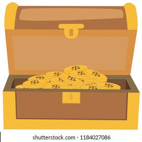 Cartoon chest Filled With Golden Coins