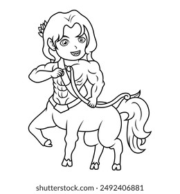 Cartoon  Chibi Centaur line art