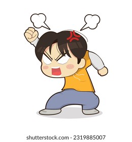 cartoon Chibi Character pose angry