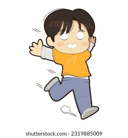 cartoon chibi character pose running