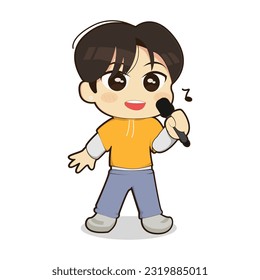 cartoon Chibi Character singing pose