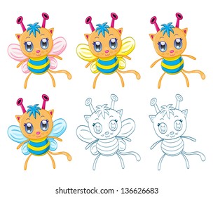 Cartoon chibi fantasy creatures 