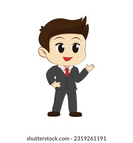 cartoon Chibi Office Pose Explaining