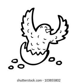 polluelo de caricatura rompiendo un huevo