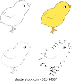 Cartoon chick. Dot to dot educational game for kids. Vector illustration