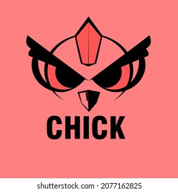 Cartoon chick with dotted line.