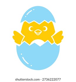 Cartoon chick emerging from cracked egg