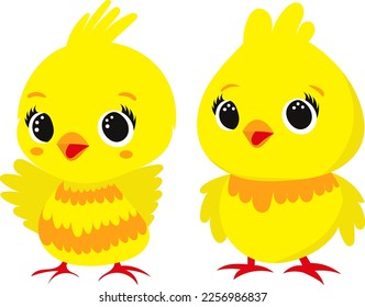 cartoon chick in flat style, vector