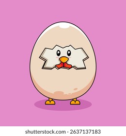 	
Cartoon Chick Hatching from Egg