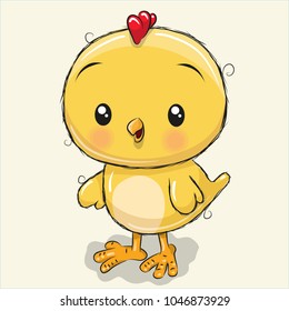 ?ute Cartoon chick isolated on a light background