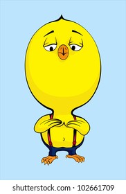 Cartoon chick on white background