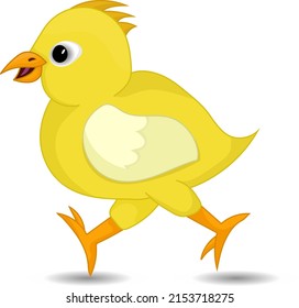 cartoon chick running on white background isolated