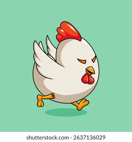 Cartoon Chicken angry Running Fast	
