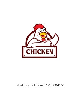 cartoon chicken with blank sign