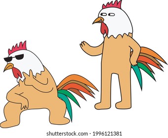 cartoon chicken character, vector design mascot character