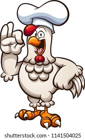 Cartoon chicken chef making the delicious hand sign. Vector clip art illustration with simple gradients. All in a single layer. 
