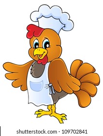 Cartoon Chicken Chef - Vector Illustration.