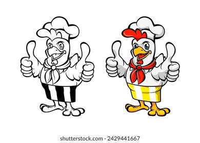 Cartoon chicken chef. Vector illustration with simple gradients. 