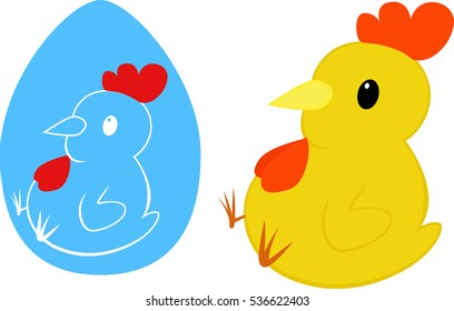 Cartoon chicken. chick in egg
