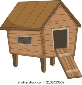 Cartoon chicken coop isolated on white background