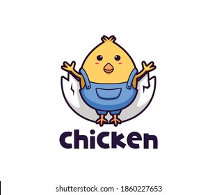 cartoon chicken egg character design vector illustration. cute mascot logo