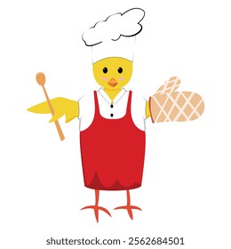 Cartoon chicken funny character for children personified as a cooker; Can be used as logo, icon, sticker, label, clipart