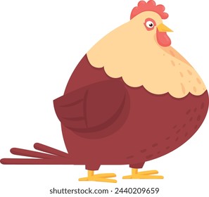 Cartoon chicken. Funny fat hen. Farm bird