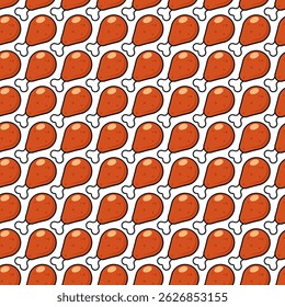Cartoon Chicken Leg Seamless Pattern vector illustration