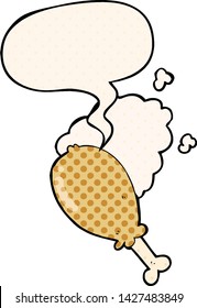 imagen de la pierna de pollo con burbuja de habla en el estilo de un libro de historietas