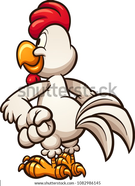 Cartoon Chicken Looking Something Seen Back Stock Vector (Royalty Free ...