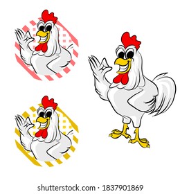 cartoon chicken mascot logo ilustration 