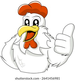 cartoon chicken mascot with ok hand expression