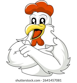 cartoon chicken mascot with ok hand expression