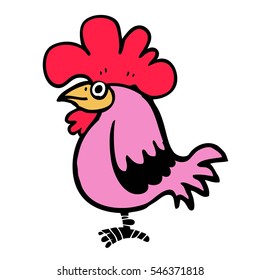 Cartoon chicken in pink