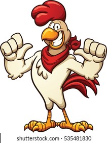 Cartoon chicken with a red bandana. Vector clip art illustration with simple gradients. All in a single layer. 