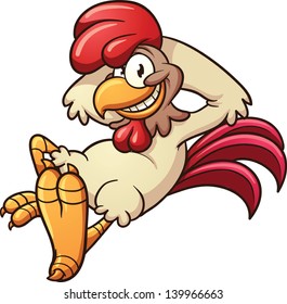 Cartoon chicken relaxing. Vector clip art illustration with simple gradients. All in a single layer.