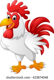 Cartoon chicken rooster posing