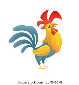 Cartoon chicken rooster posing. Vector illusration of new year symbol