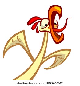 Cartoon chicken screaming. Vector illustration