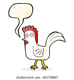 cartoon chicken with speech bubble