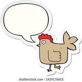 cartoon chicken with speech bubble sticker