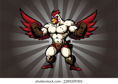 Cartoon Chicken Superhero Mascot Design