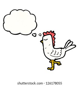cartoon chicken with thought bubble