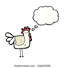 cartoon chicken with thought bubble