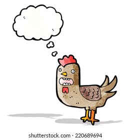 pollo de dibujos animados con burbuja de pensamiento
