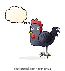 cartoon chicken with thought bubble
