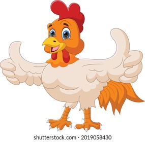 cartoon chicken thumbs up on white background