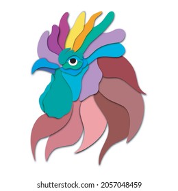 cartoon chicken in trendy craft paper graphic style Modern design for advertising branding covers posters Vector illustration