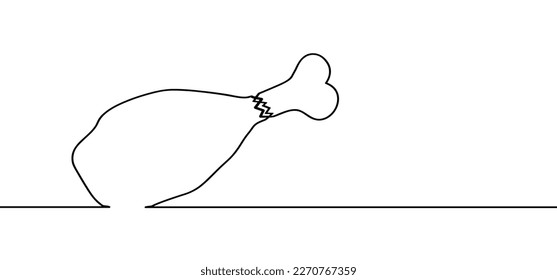 Cartoon chicken or turkey leg. BBQ, food meat. Fried crispy chicken legs. Roasted fast food drumsticks symbol. Fast food cafe concept. Line pattern.