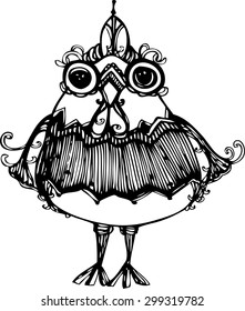 The cartoon of chicken vector. The unique art of creative artists from Thai artist
